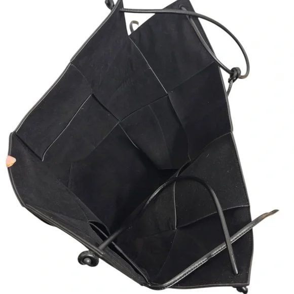 Bob Ore Black Contexture Leather Tote With Removable Suede Compartment Bag - Picture 12 of 15